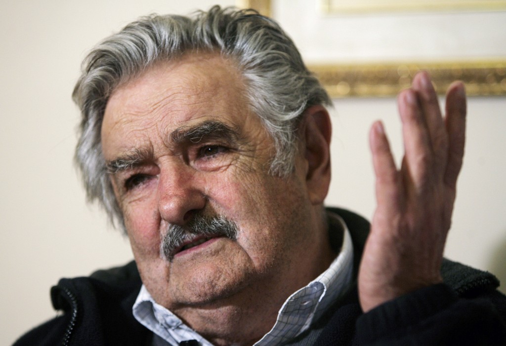 Former guerrilla leader and Uruguay's leading presidential candidate Jose Mujica gestures during a Reuters interview in Montevideo